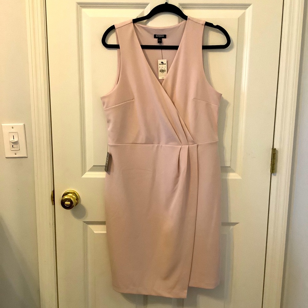 NWT Express surplice dress, sz L, blush